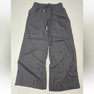 Quince 100% European Linen Wide Leg Pants Black Size M Womens NEW